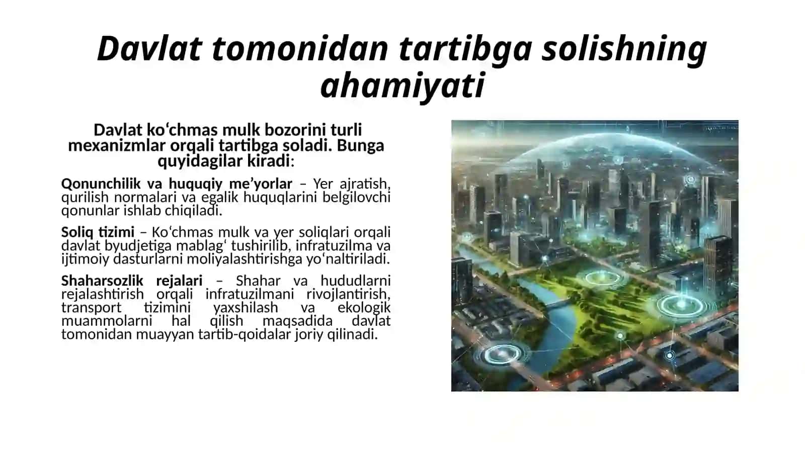 Ko'chmas mulk bozorining davlat tomonidan tartibga solinishi 4