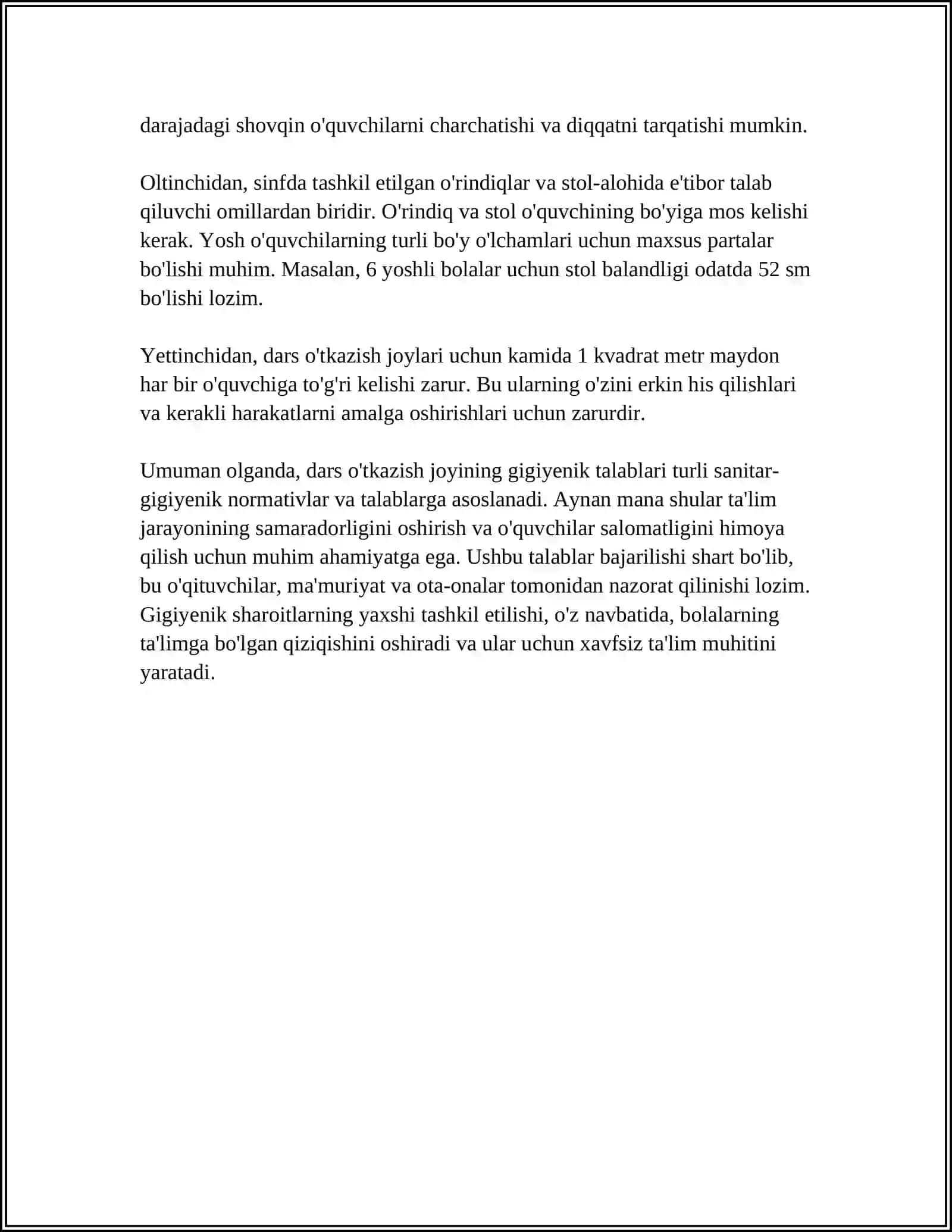 DARSGA QO’YILADIGAN METODIK VA GIGIYENIK TALABLAR 4