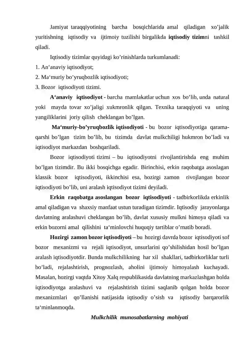 Ijtimoiy-iqtisodiy tizimlar va mulkchilik munosabatlari 4