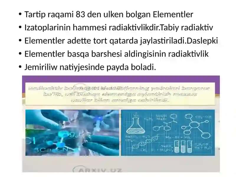 Radiaktiv nurlar va sintez reaksiyalari 4