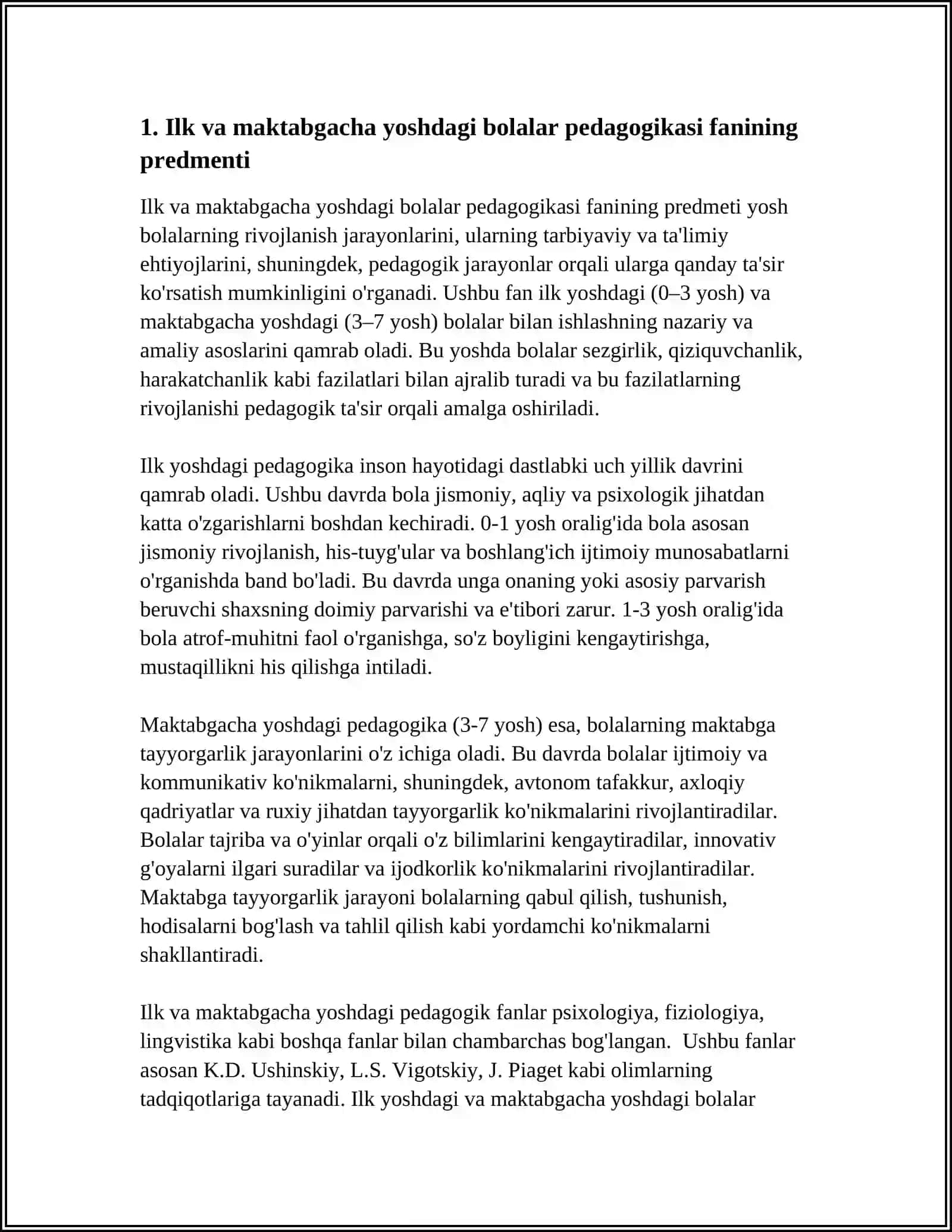 ILK VA MAKTABGACHA YOSHDAGI BOLALAR PEDAGOGIKASI FANING PREDMENTI 4