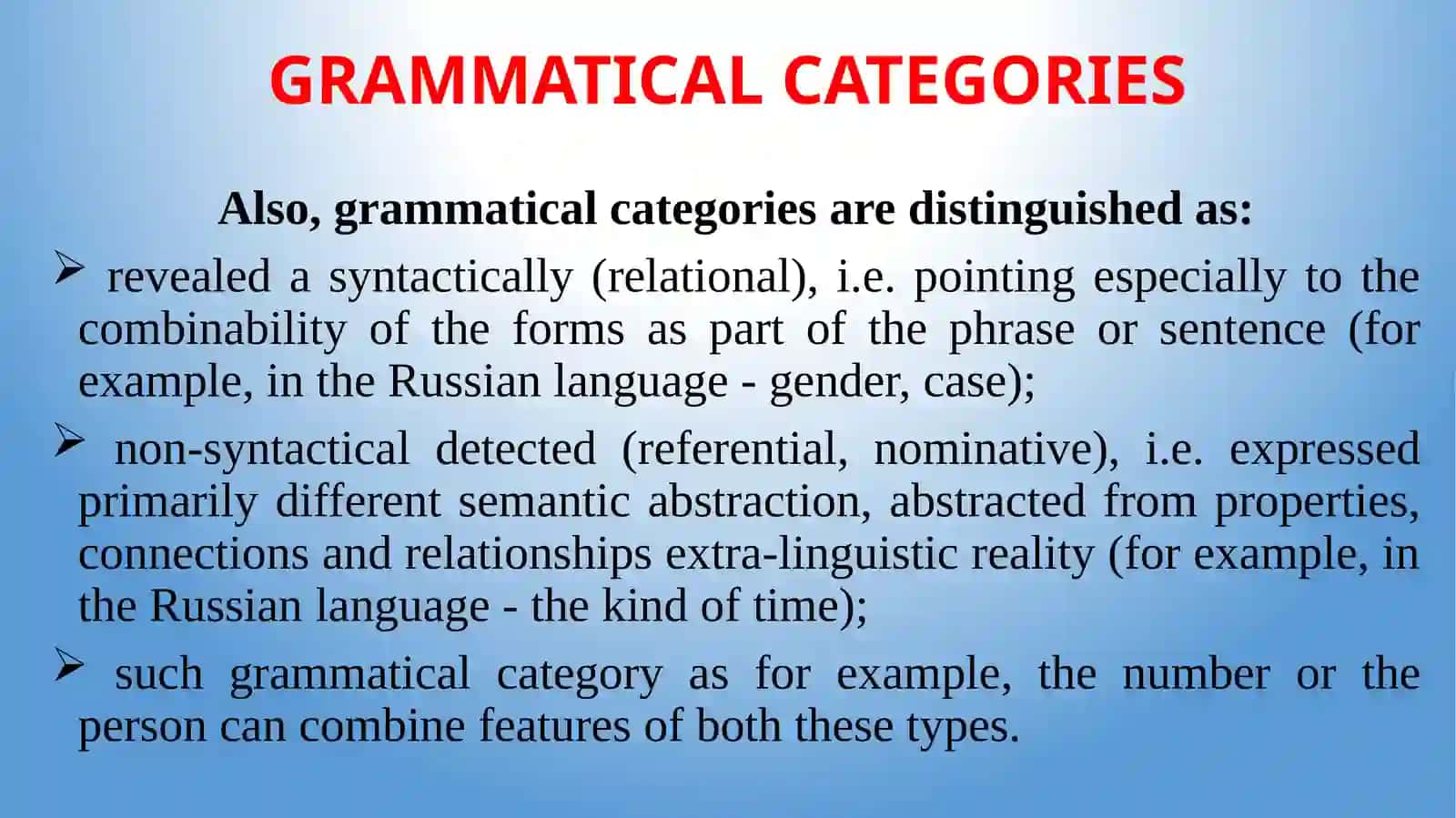 Typology of Grammatical Categories in English and Native Languages 4