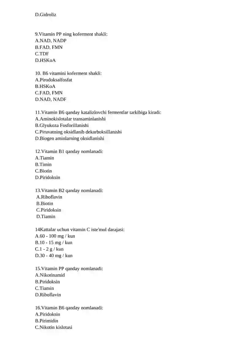 Yakuniy nazorat test savollari 4