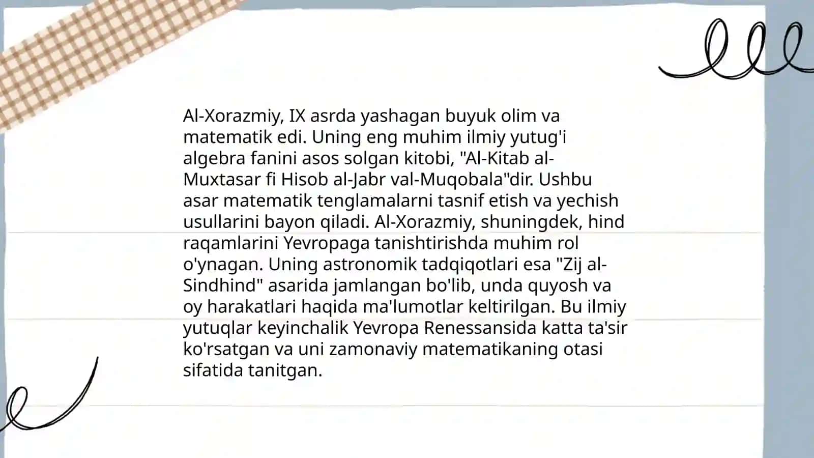 Abu Abdulloh Muhammad ibn Muso al-Xorazmiy didaktik gʻoyalari 4