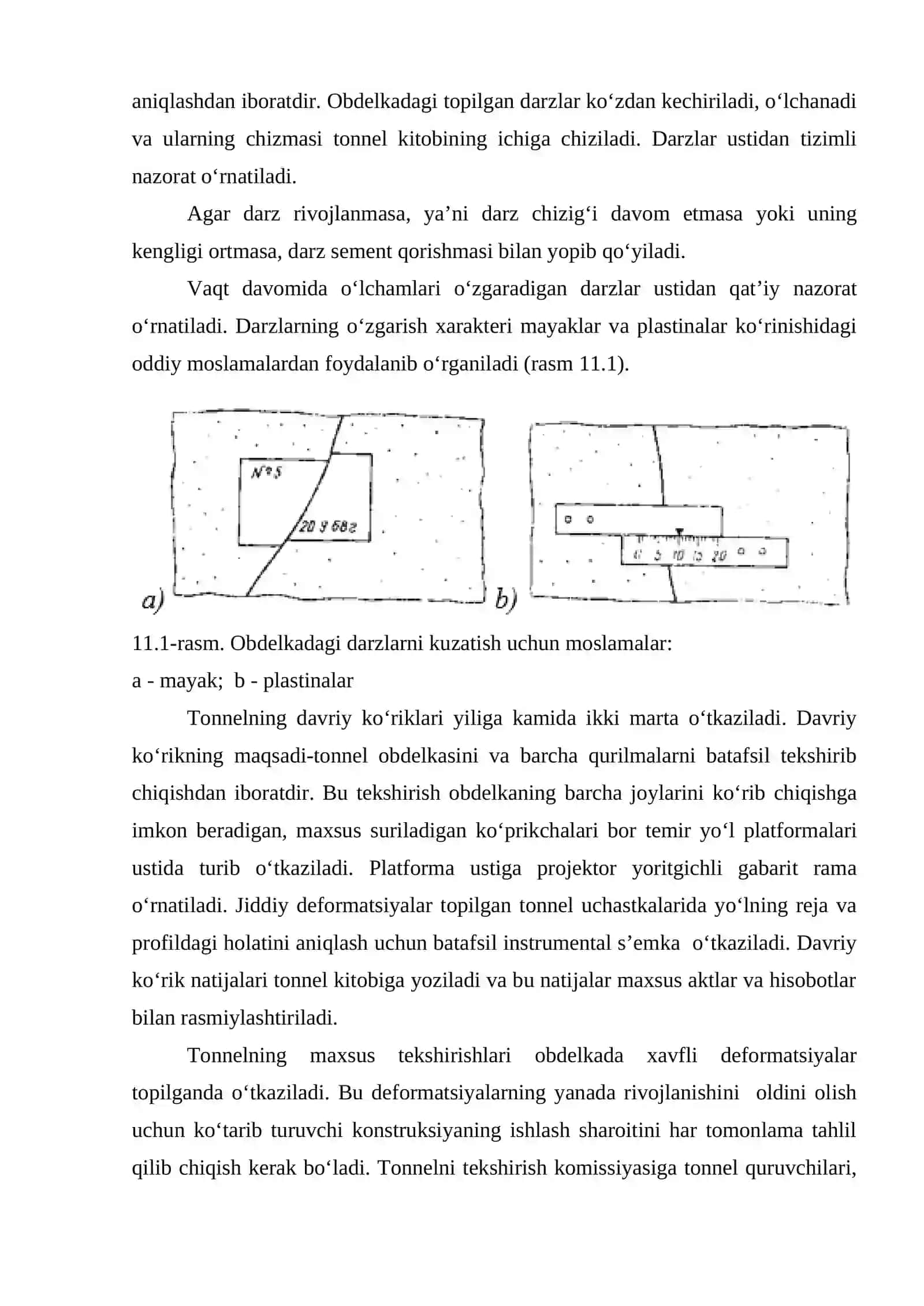 TONNELLAR EKSPLUATATSIYASI VA ULARNING HOLATI USTIDAN TEXNIK NAZORAT 4