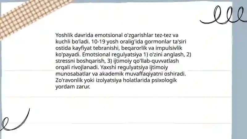 Yoshlik davrining psixologik xususiyatlari 4