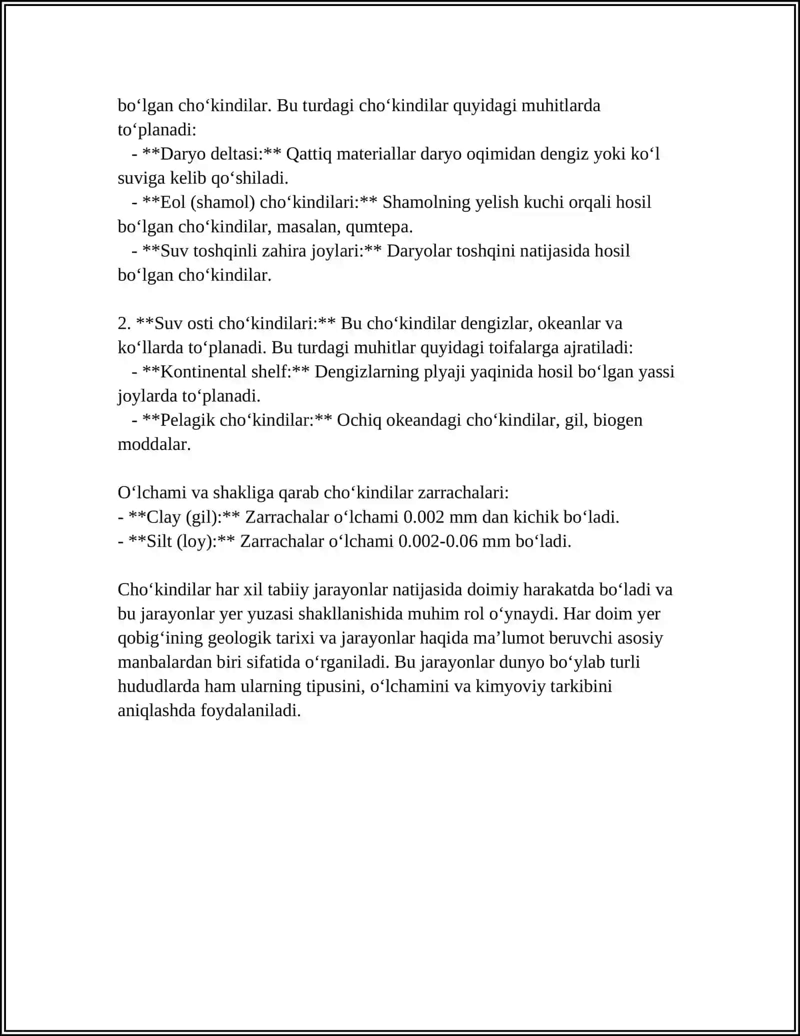 DAVRIYLIK TUSHUNCHASI KESMALARNI DAVRIY TUSHULISHI XUSUSIYATLARI CHOʻKINDI SHAROITLARINI HOSIL BOʻLISHI 4