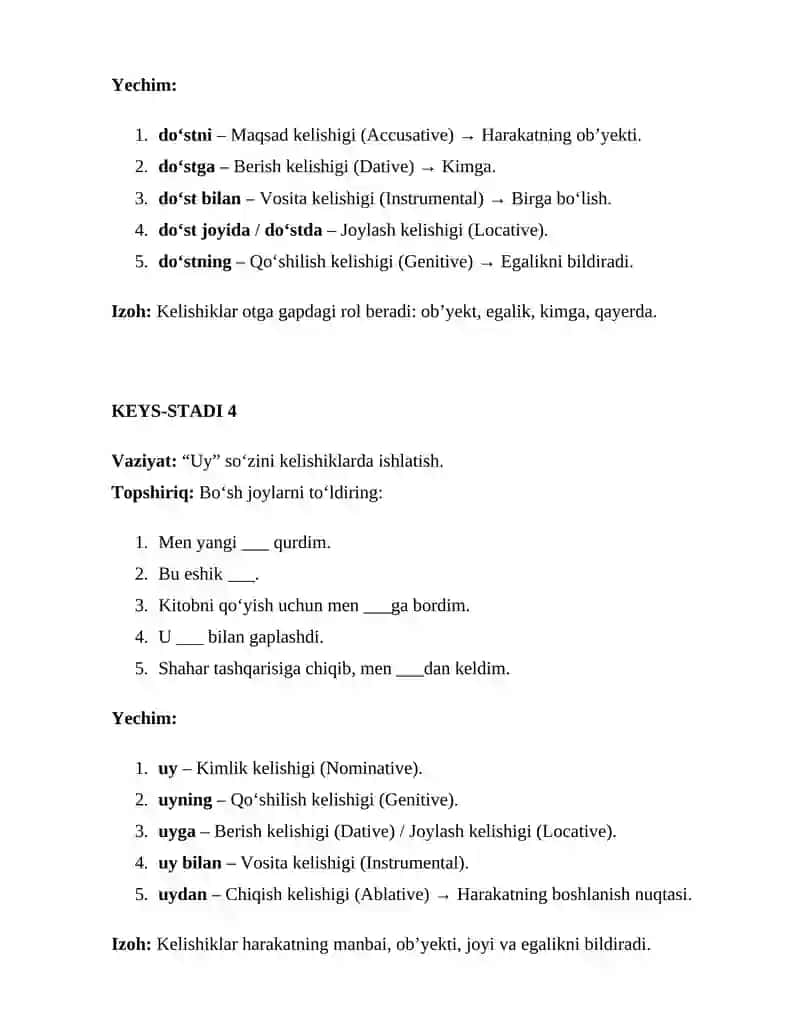 Otlarning grammatik kategoriyalari: kelishik kategoriyasi 4