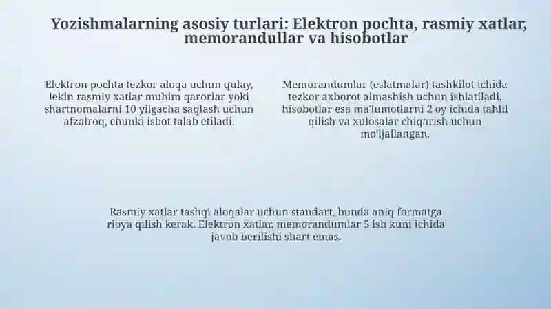 Xizmat yozishmalari 4