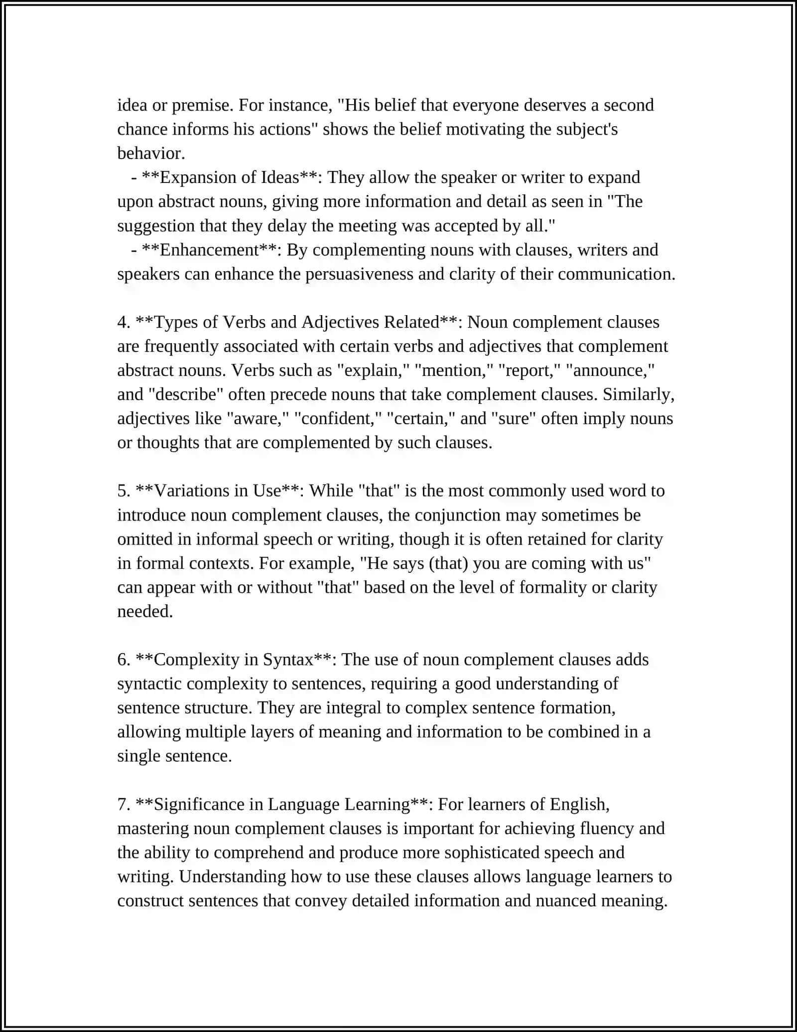 Noun Complement Clauses 4