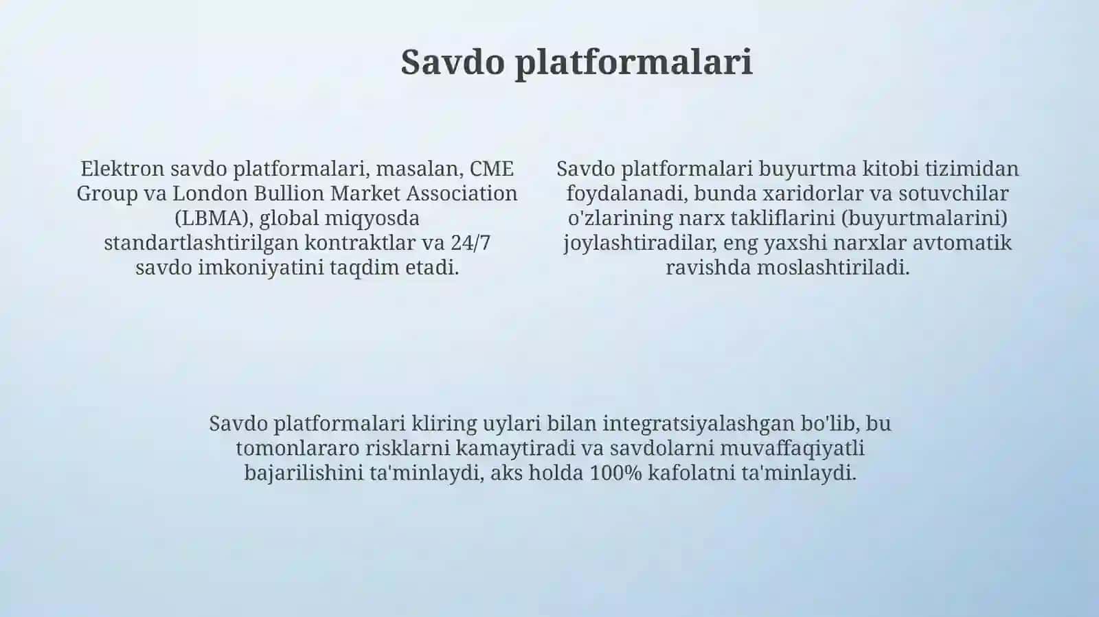 Oltin bozori savdosini tashkil qilish va amal qilish mexanizimi 4