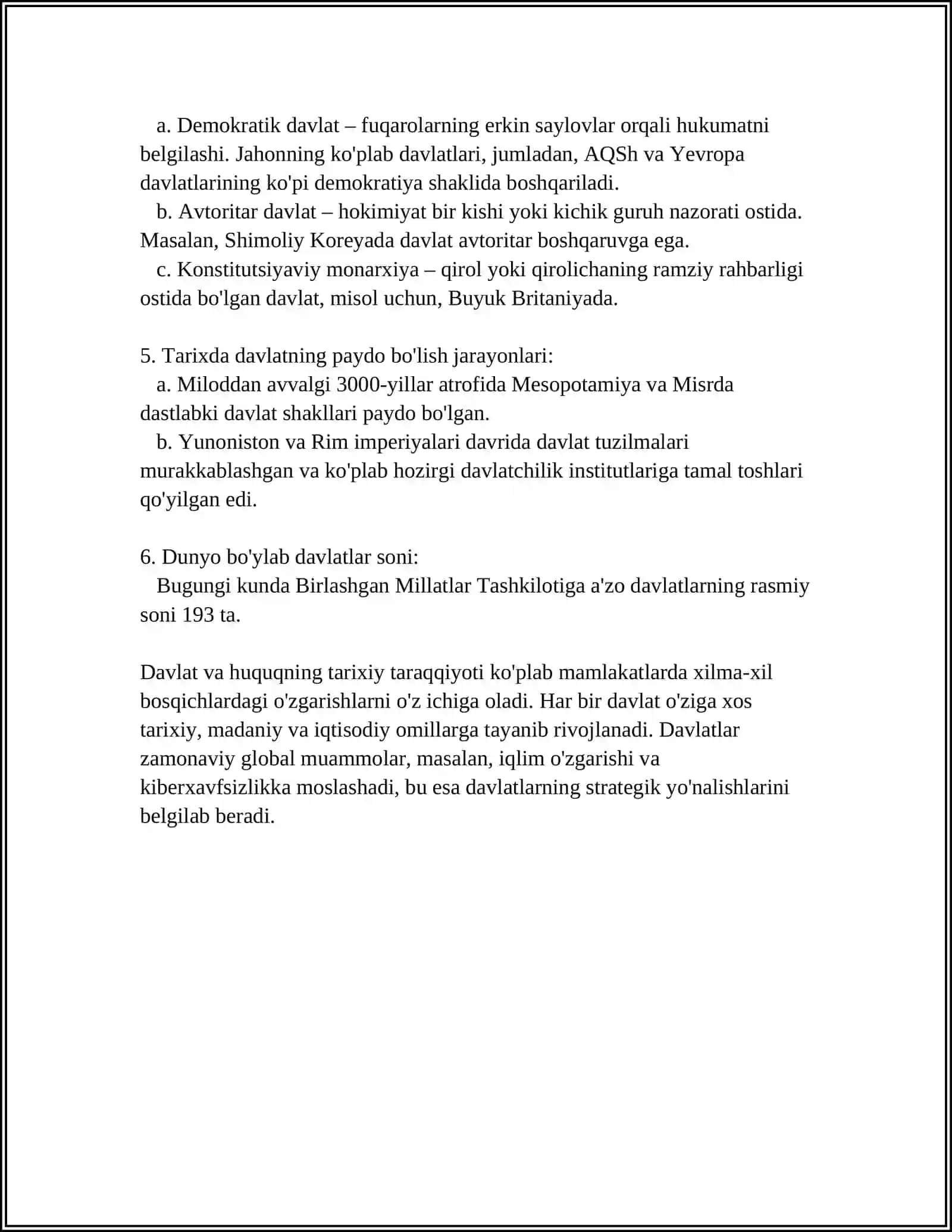 DAVLAT VA HUQUQNING IJTIMOIY FOYDALI QIYMATI DAVLATNING TUZILISH SHAKLI 4