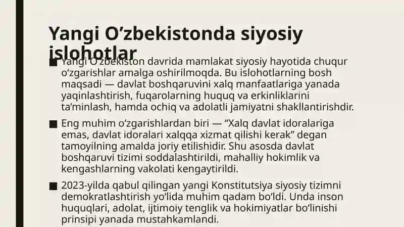 Yangi O'zbekistonda amalga oshirilayotgan manaviy o'zgarishlar 4