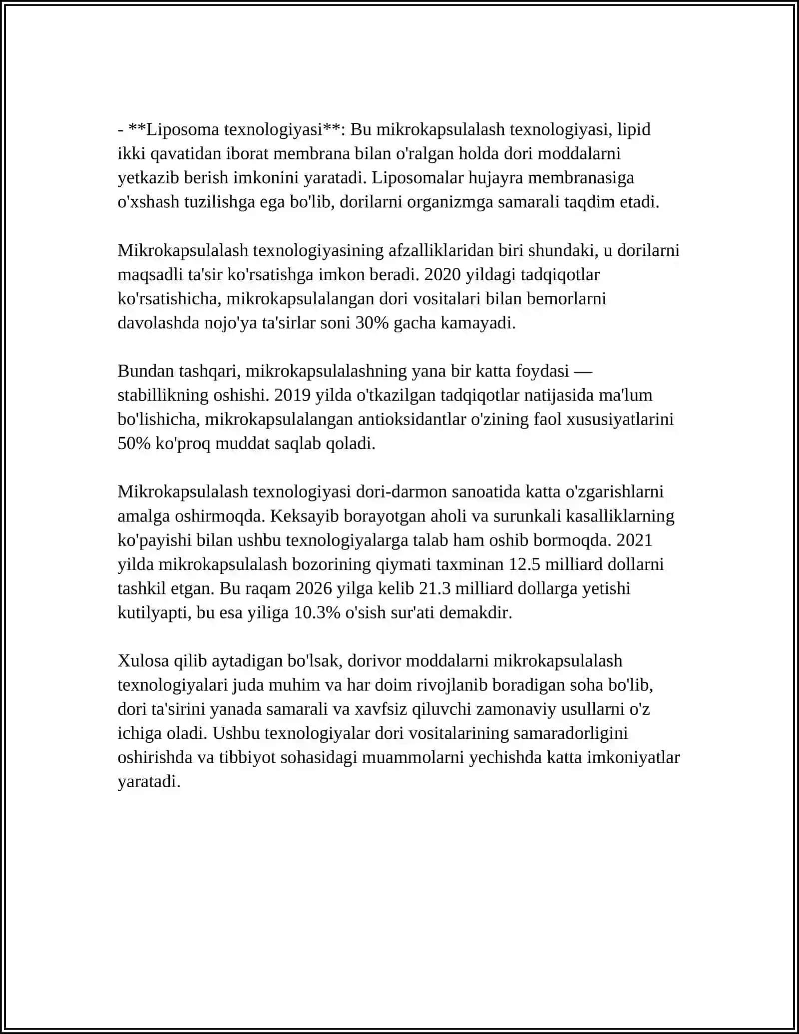 Dorivor moddalarni mikrokapsulalash usullari 4