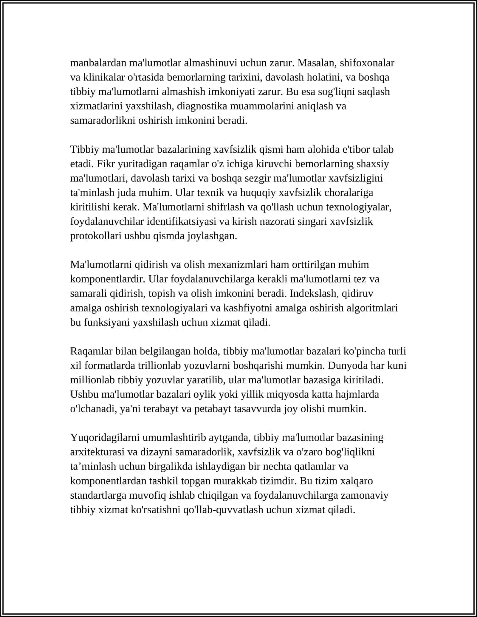 TIBBIYOTDA MA'LUMOTLAR BAZASI VA ULARNI BOSHQARISH TIZIMI 4