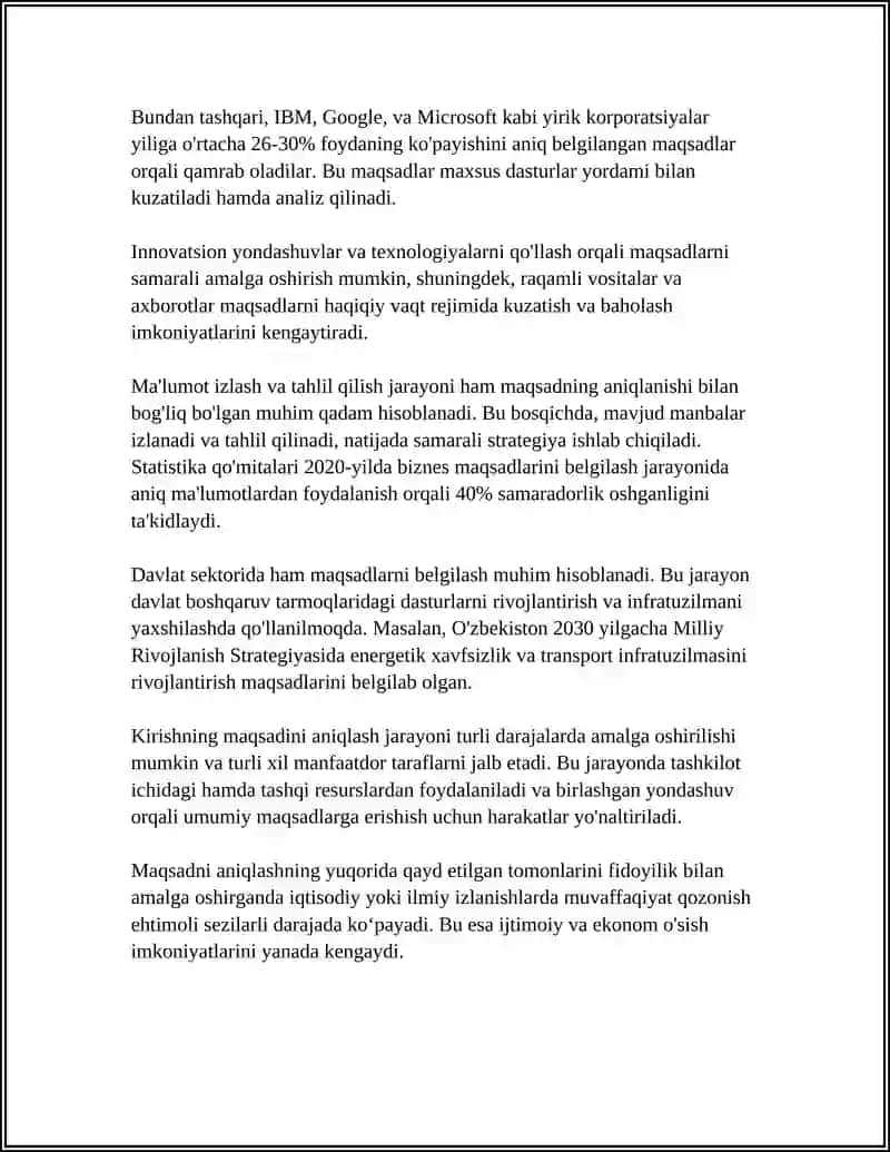 O‘ZINGIZ YOZGAN MATNGA KIRISH QISMINI YOZISH 4