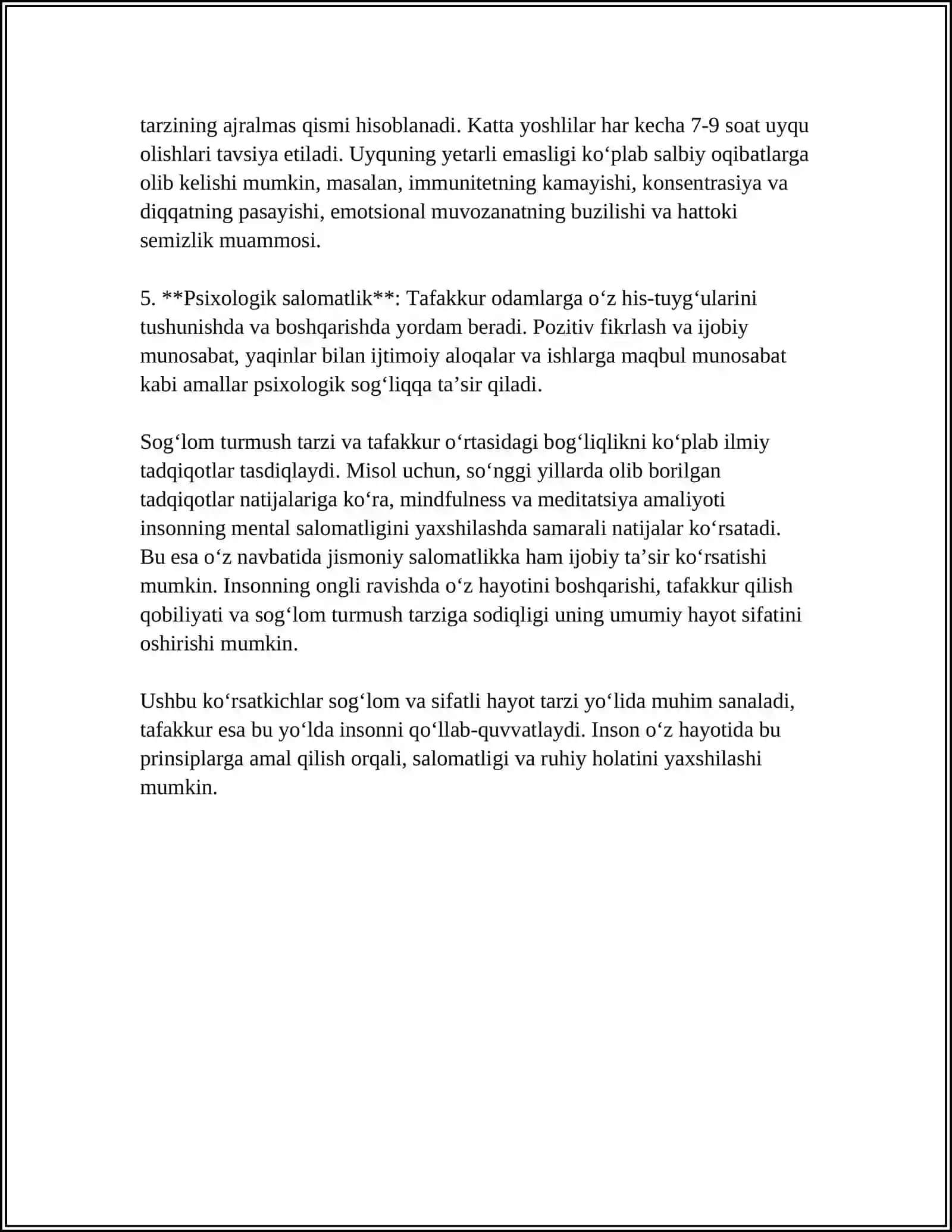 Tafakkur va sog'lom turmush tarzi 4
