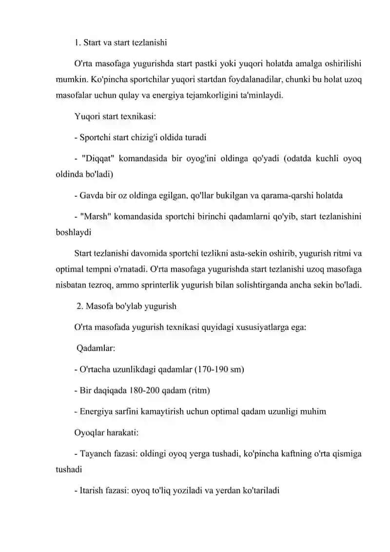 O'rta masofaga yugurish texnikasi 4