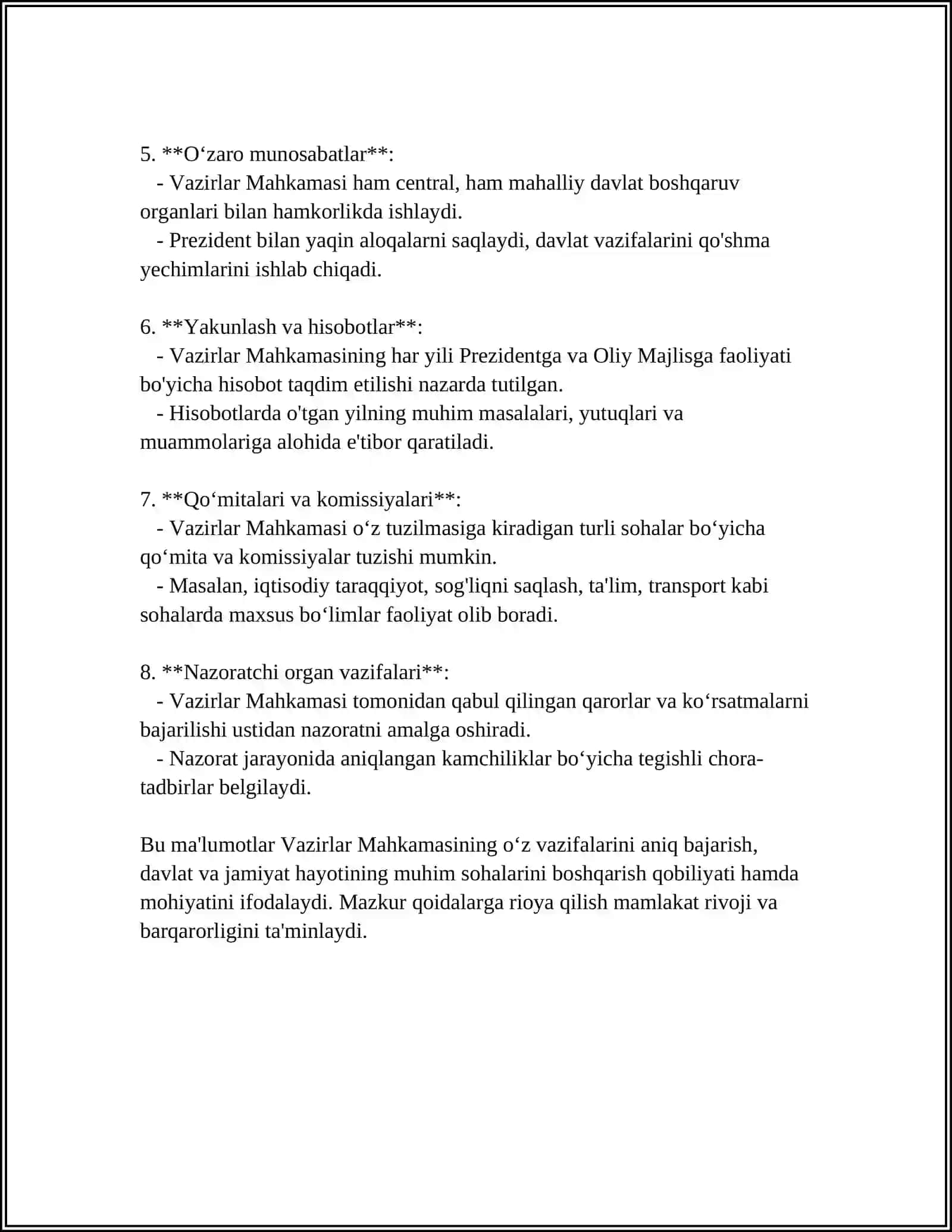 Vazirlar Mahkamasi tartib-qoidalari 4