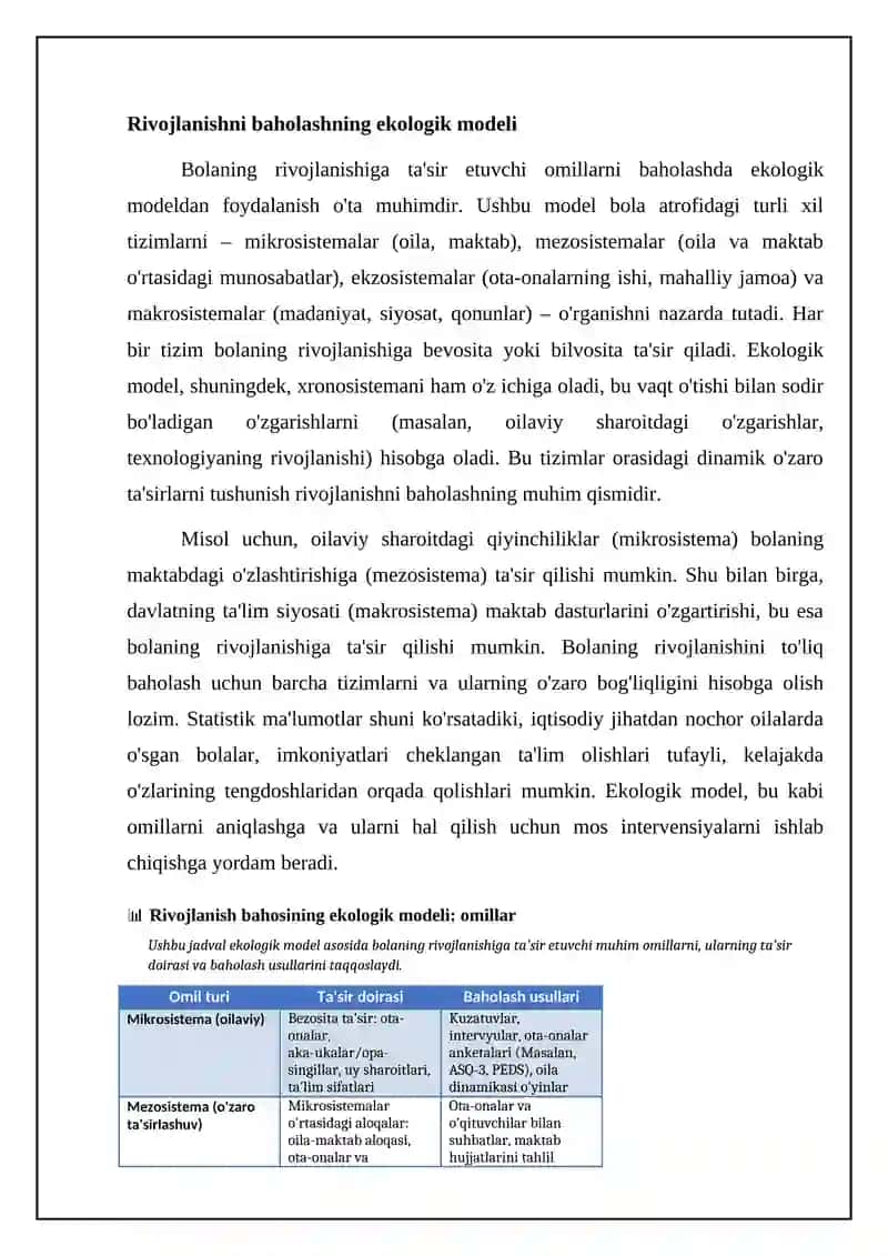 Bolaning rivojlanishiga ta'sir etuvchi omillarni baholashga tizimli yondashuv 4