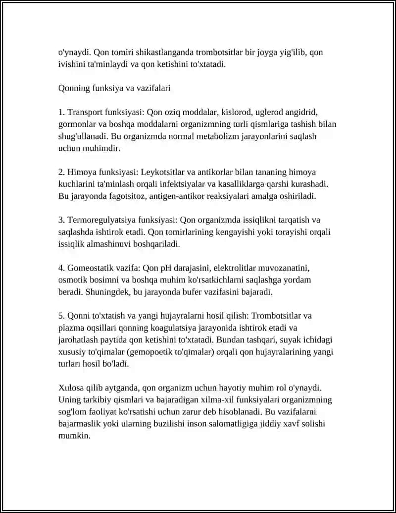 Qonning umumiy tarkibi va funksiyalari 4