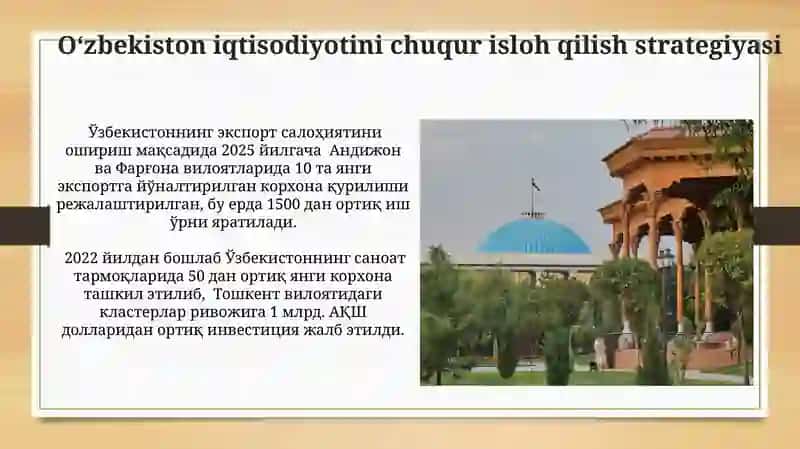 O'zbekiston iqtisodiyotida islohotlarni chuqurlashtirish bo'yicha rivojlanish strategiyasi 4