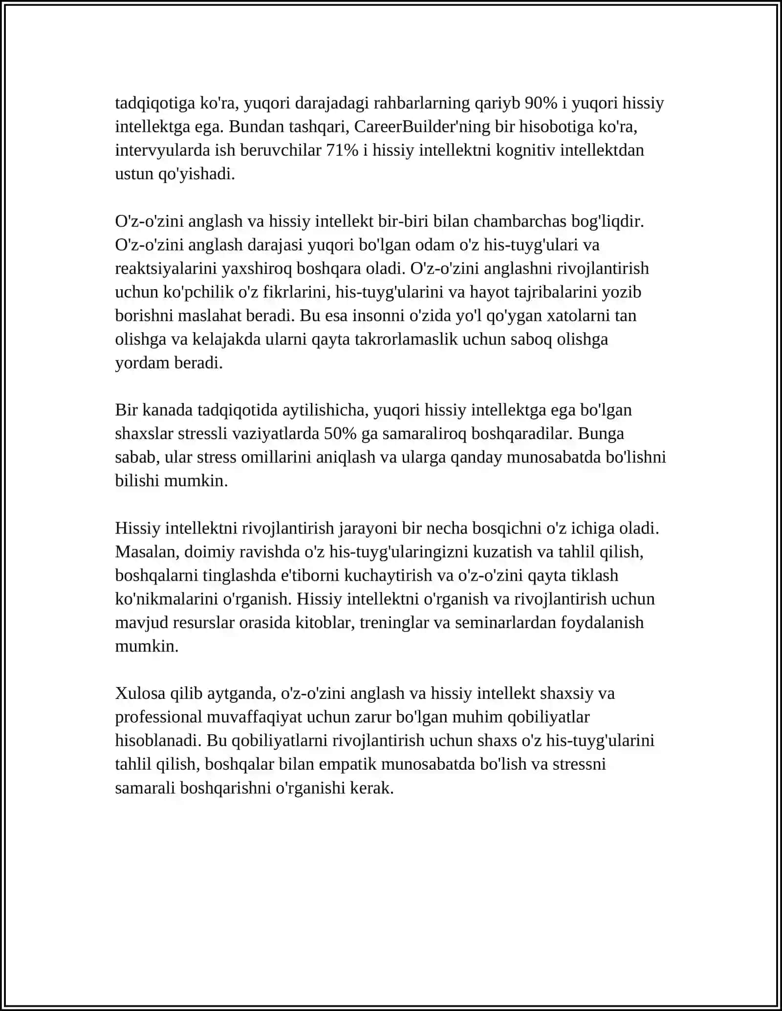 O'z-o'zini rivojlandirishga anglashga o'qishga ijodiy salohiyatlardan foydalanishga tayyorgarlik 4