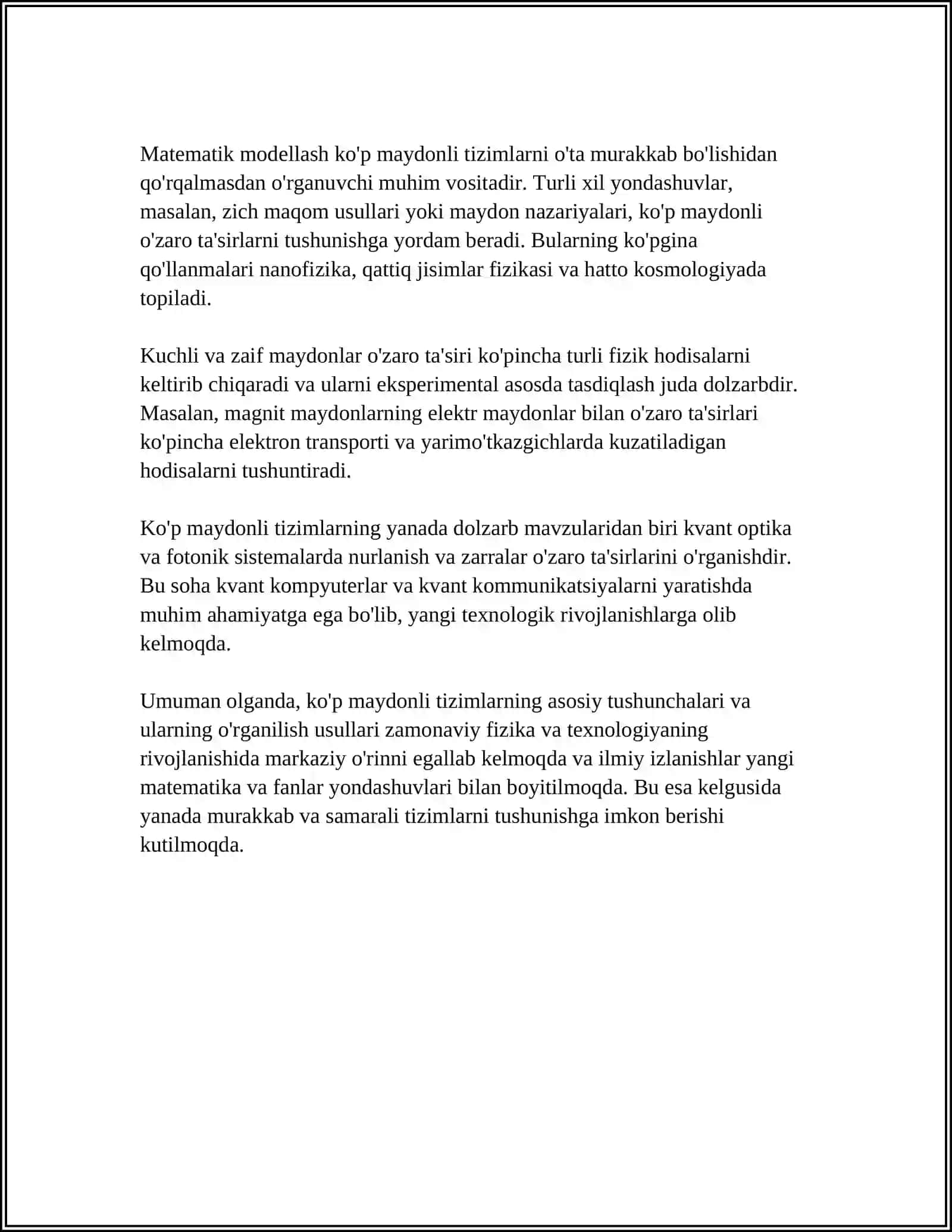 KOP MAYDANLI SISTEMALAR HAQQINDA MAG'LIWMAT 4