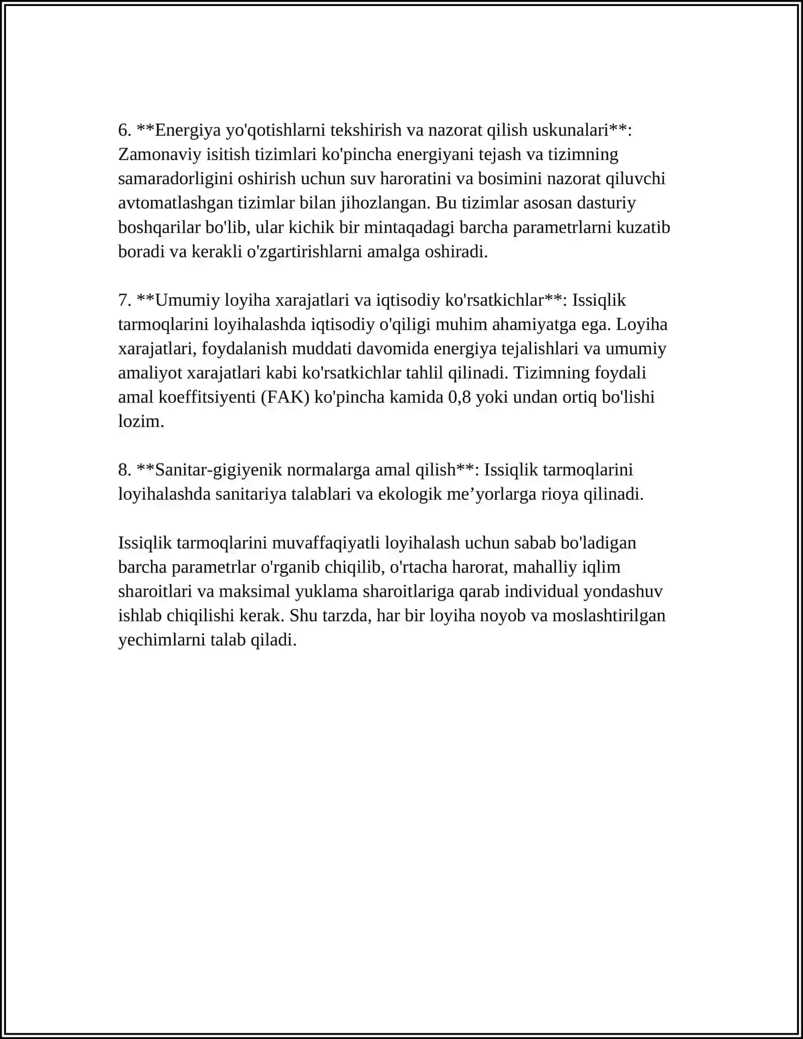 Issiqlik Tarmoqlarini Sinash, Sozlash va Ishga Tushurish 4