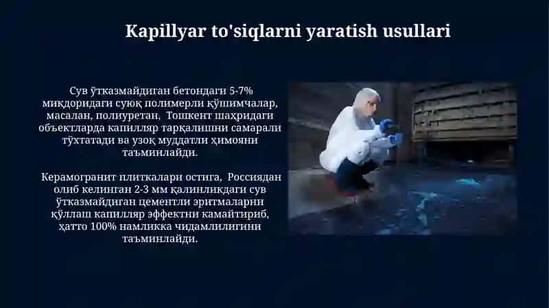 Suv o'tkazmaydigan va kapilyar to'suvchi qatlamini qurishning texnologiyasi 4
