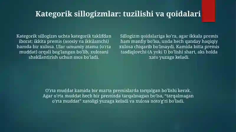 Qatiy hukmlardan xulosa chiqarish 4