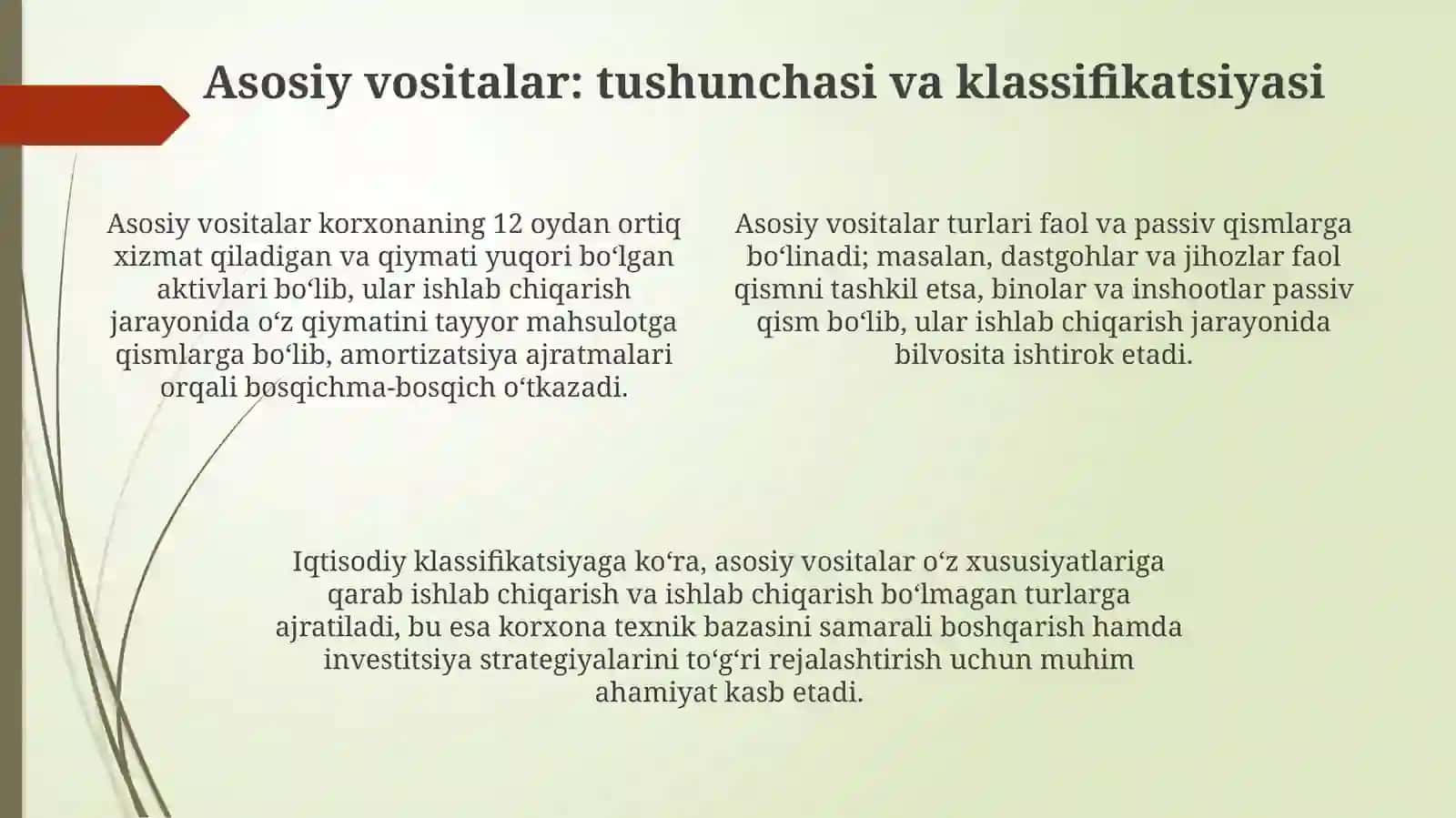 Korxonaning moddiy bazasi va ularni boshqarish 4