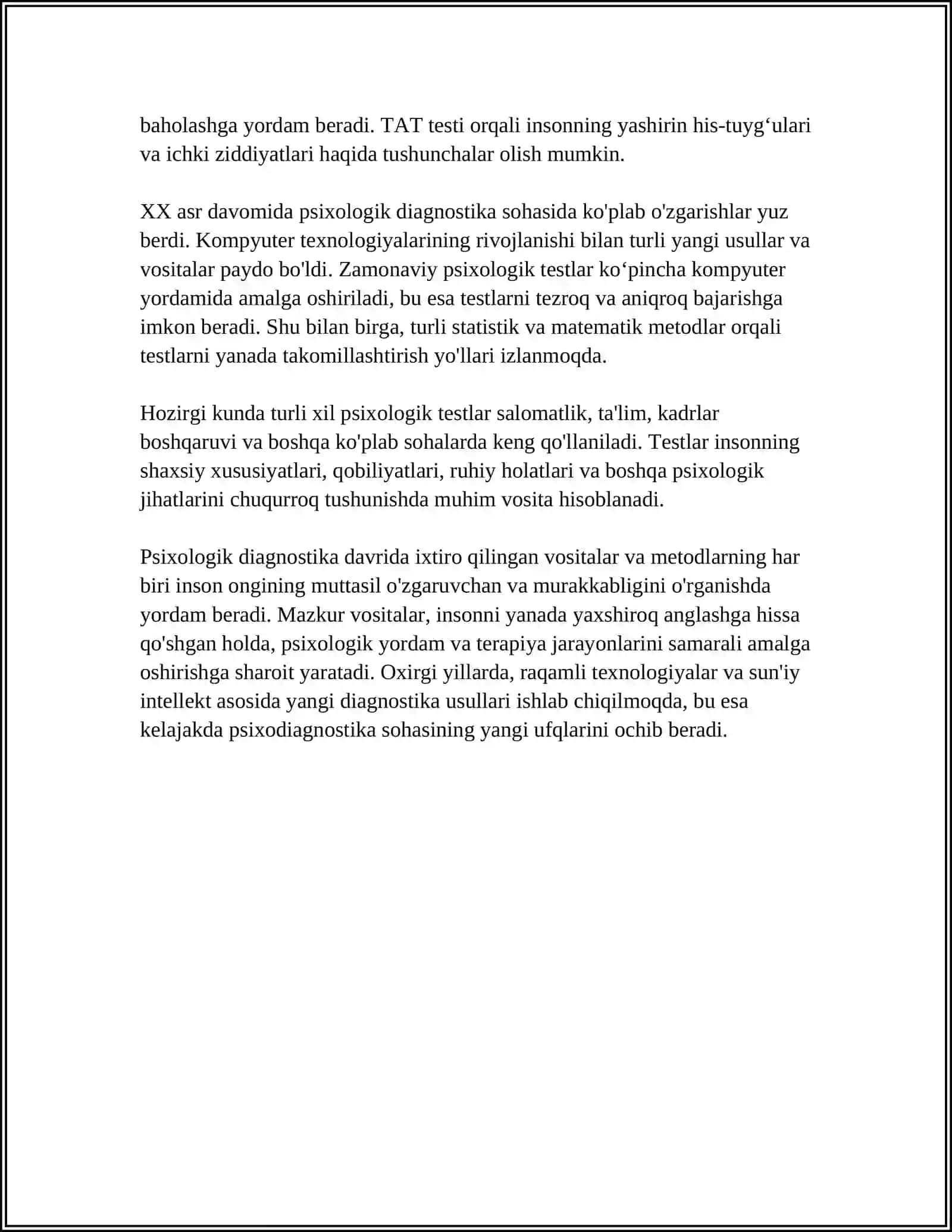 PSIXOLOGIK DIAGNOSTIKA VA ULARNING IMKONIYATI 4