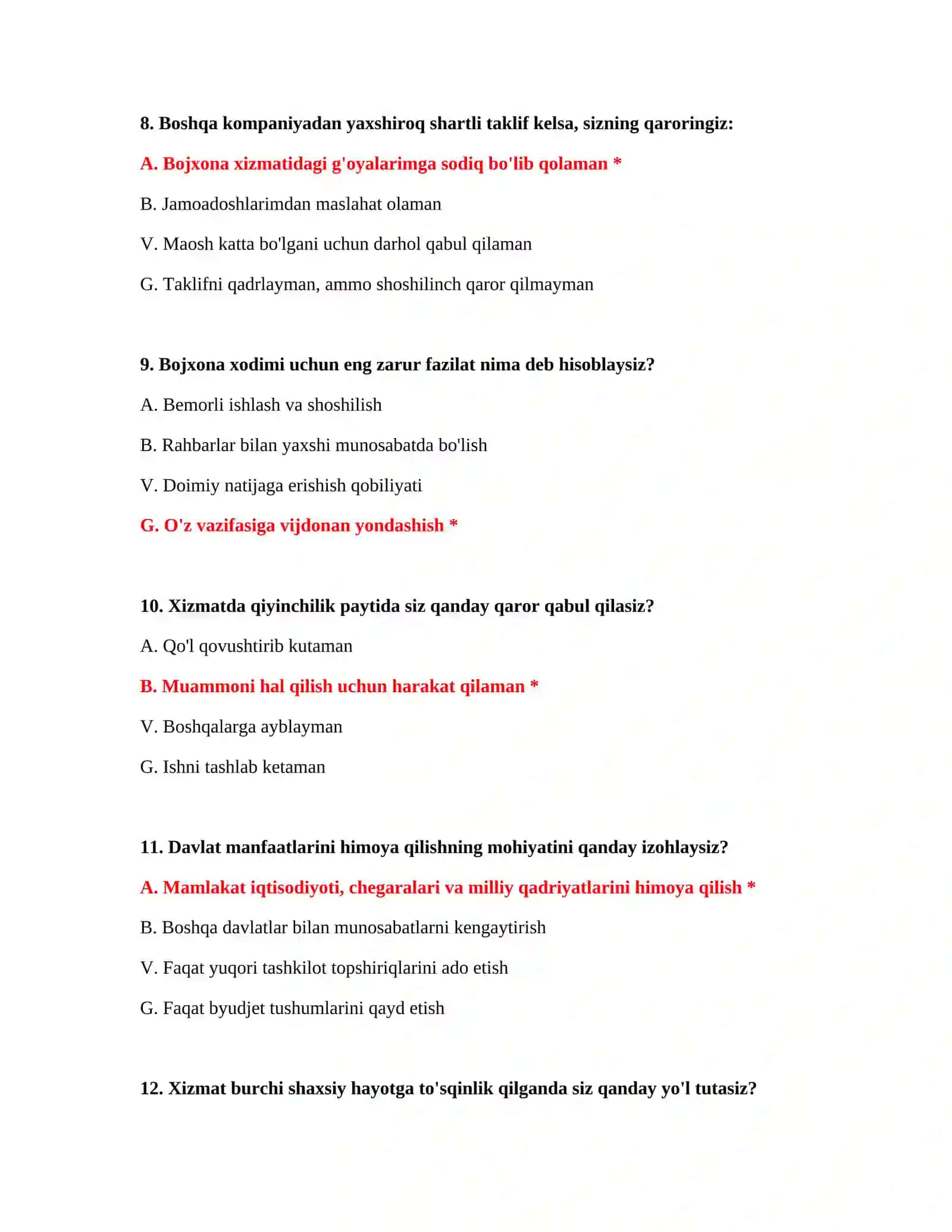 Bojxona xodimlari test savollari 4