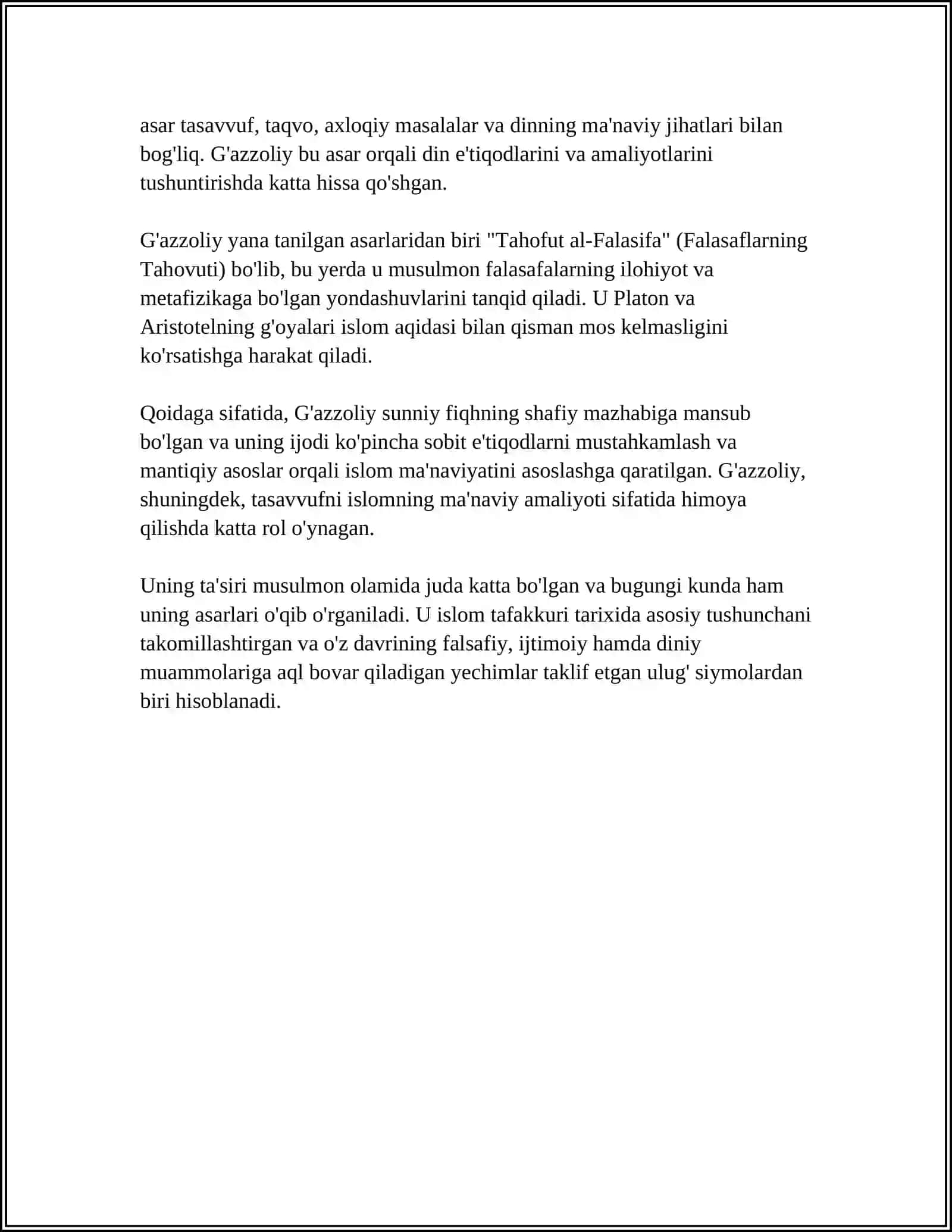 ABU HAMID GʻAZZOLINING MUHOSHAFATUL KULB ASARINI TAXLIL QILISH 4