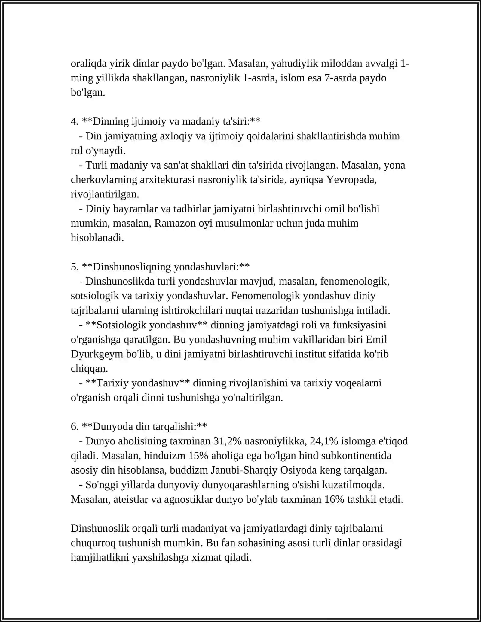 DINSHUNOSLIKNING FAN SIFATIDA SHAKLLANISHI PREDMETI, FUNKSIYALARI,KATEGORIYALARI 4
