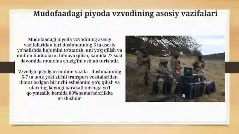 Mudofaadagi piyoda vzvodining jangovar tartibi 4