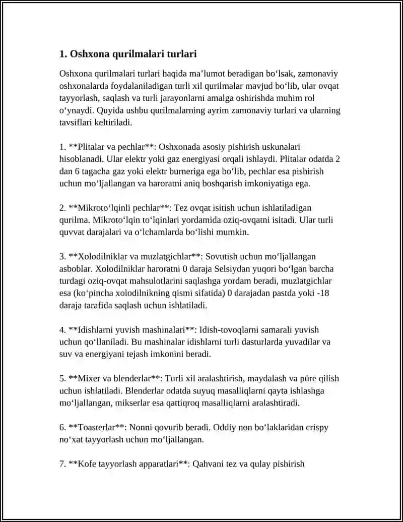 OʻTXONA QURILMALARI, TURLARI VA ASOSIY KOʻRSATKICHLAR 4