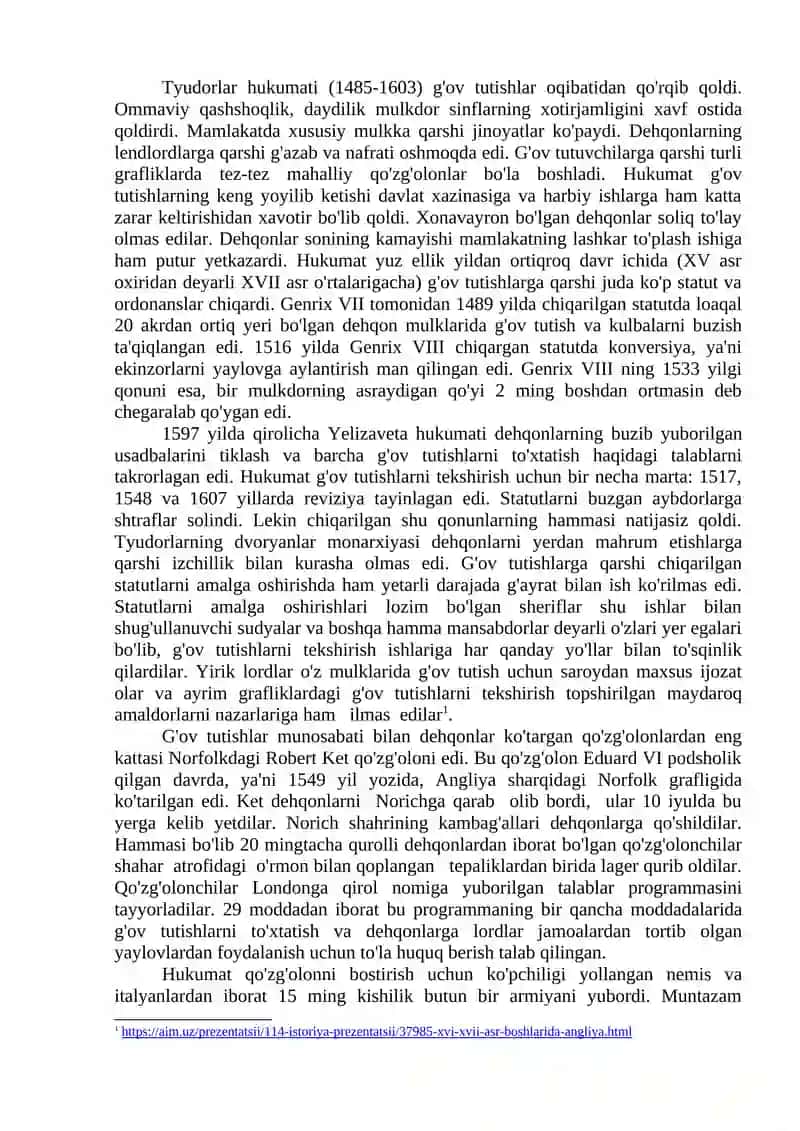 XVI-XVII asr birinchi yarmida Angliya 4