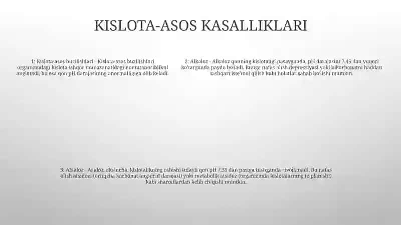 Kislota Ishqorlar Muvozanati Patofiziologiyasi 4