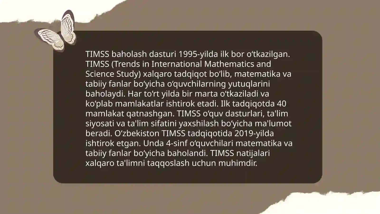 TIMSS Xalqaro baholash dasturi haqida 4