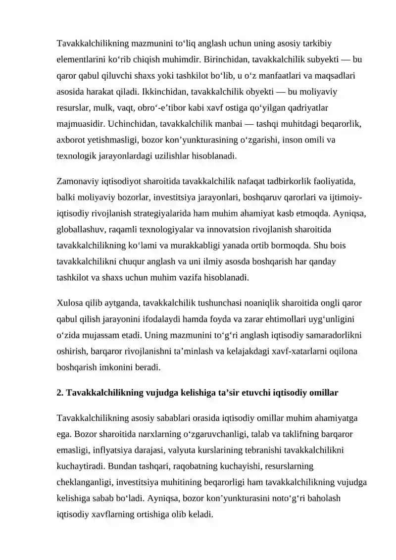 TAVAKKALCHILIKNING VUJUDGA KELISHI SABABLARI 4