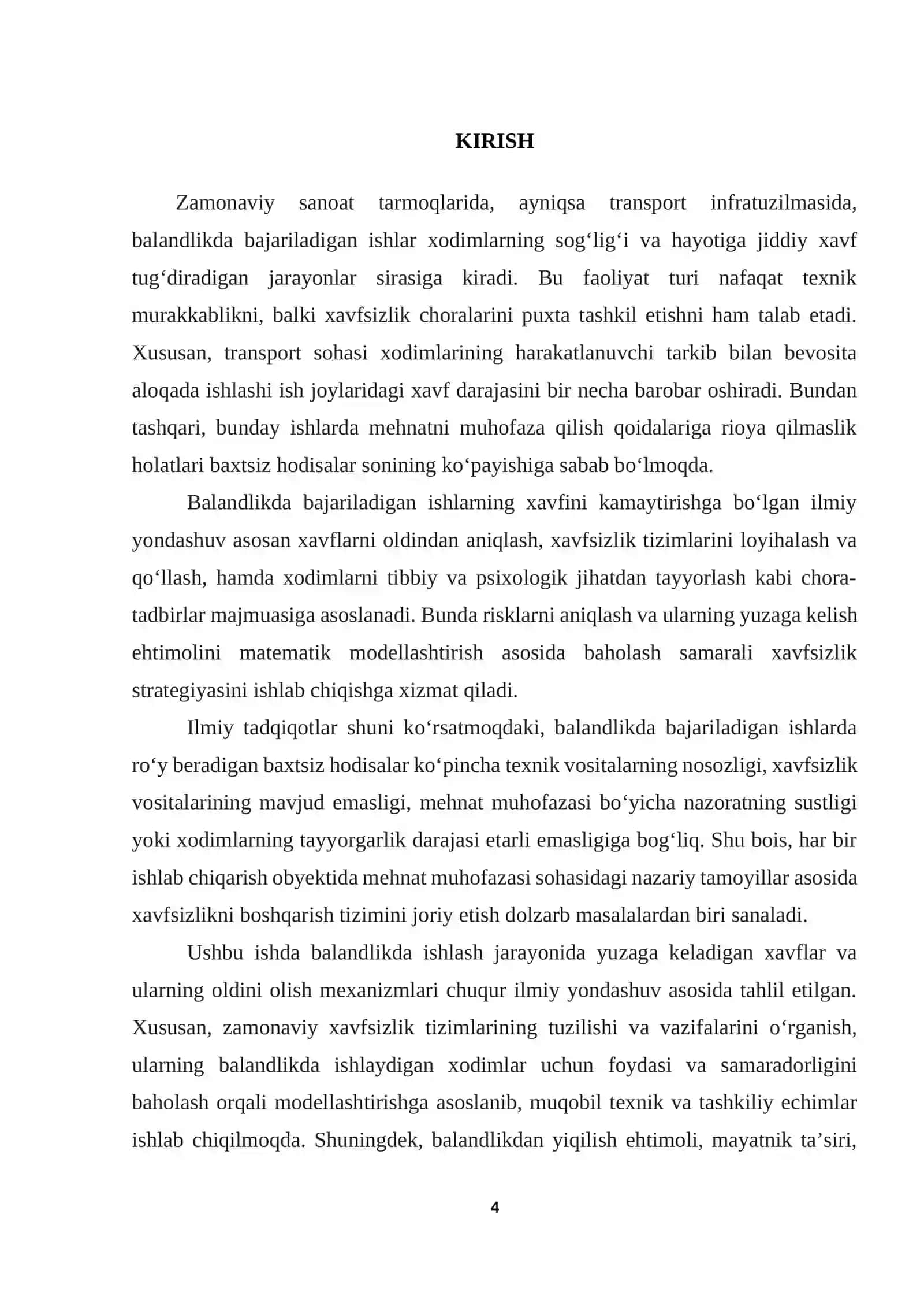 Kurs ishi_Qurilish obyektlarida balandlikda ishlashda xavfsizlikni ta’minlash usullarini takomillashtirish 4