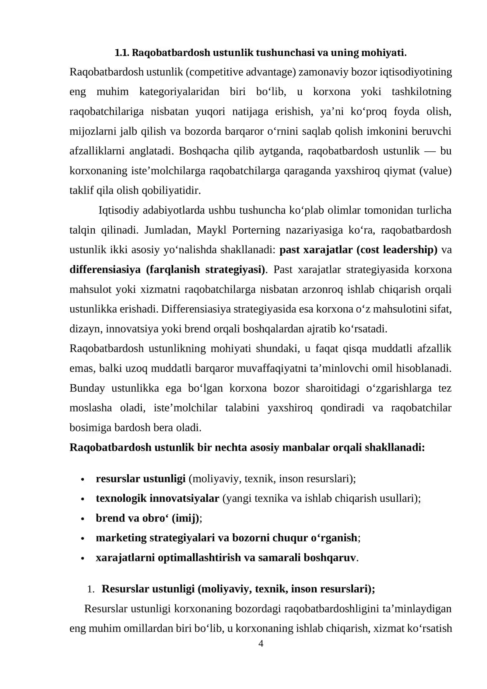 Raqobatbardosh ustunliklarni shakllantirishda marketing strategiyalarining ahamiyati 4