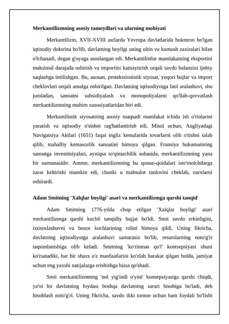 Merkantilizm: Asosiy tamoyillar va tanqid 4