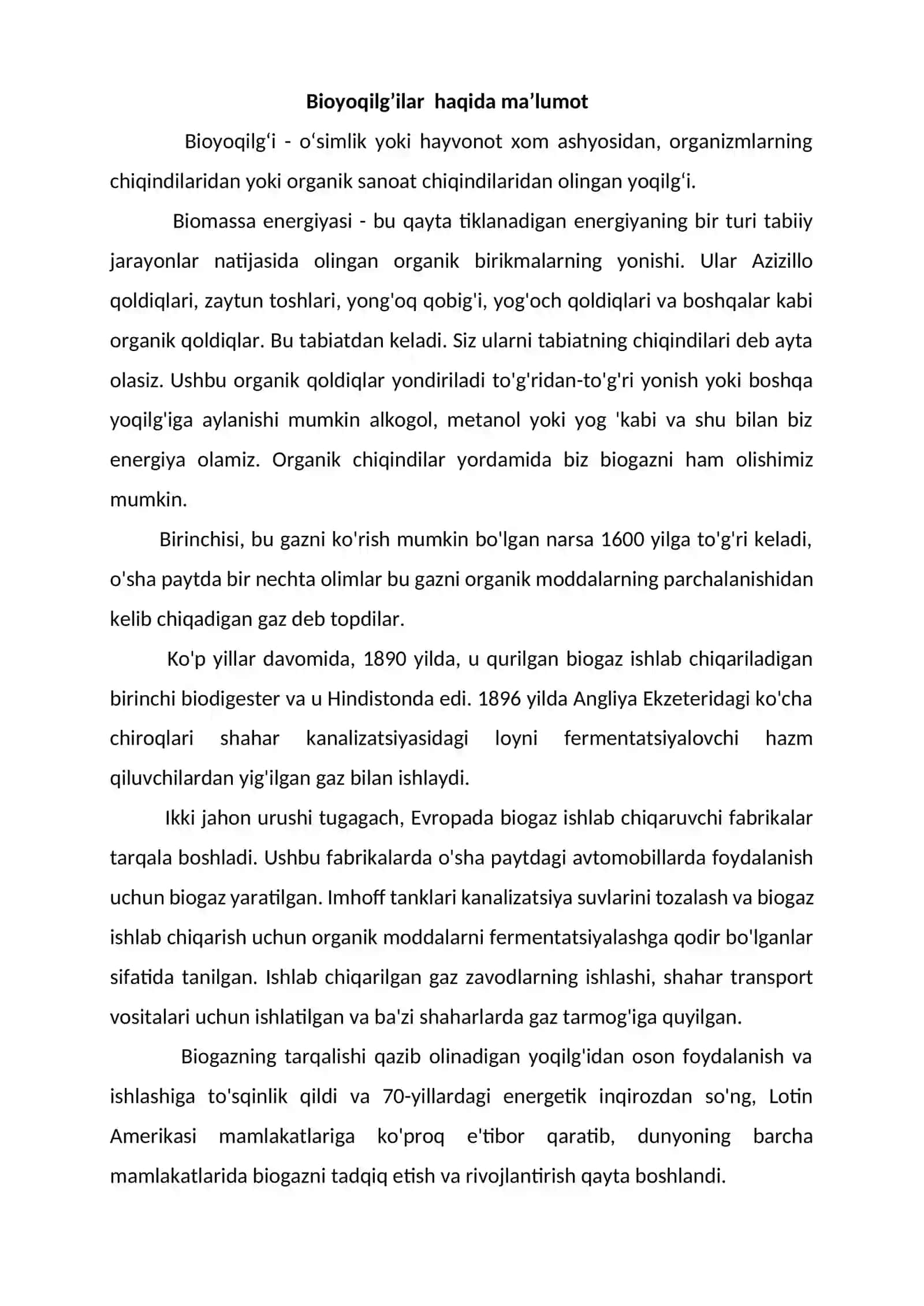 Suyuq holatdagi  bioyoqilg’ilar mavzusida tayyor kurs ish. 4