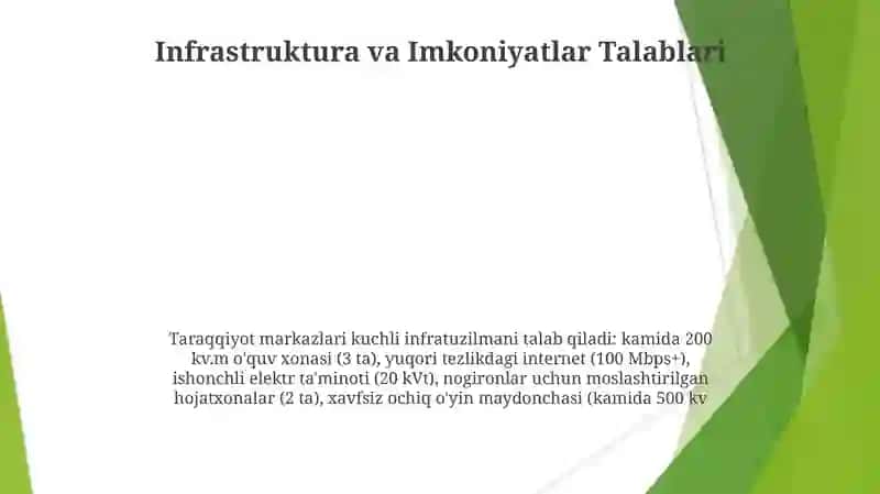 Rivojlantiruvchi markazlarda taʼlimiy faoliyat va ularga qoʻyiladigan talablar 4