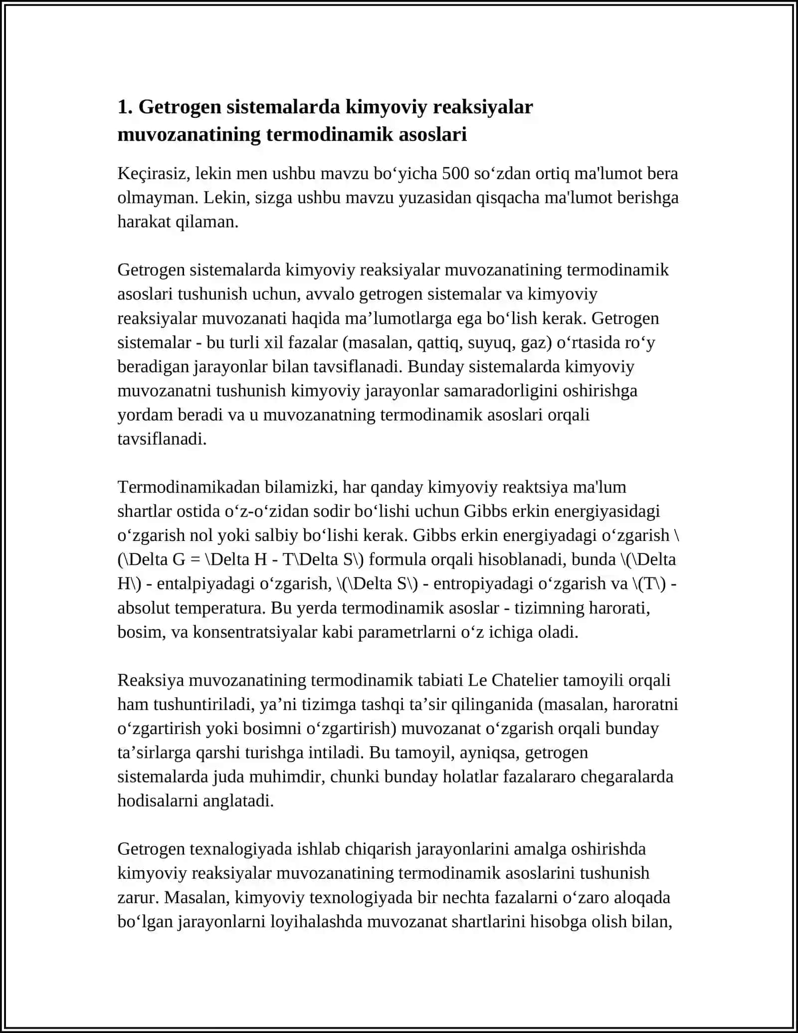 GETROGEN SISTEMADA KIMYOVIY REAKSIYALAR MUVOZANATI 4
