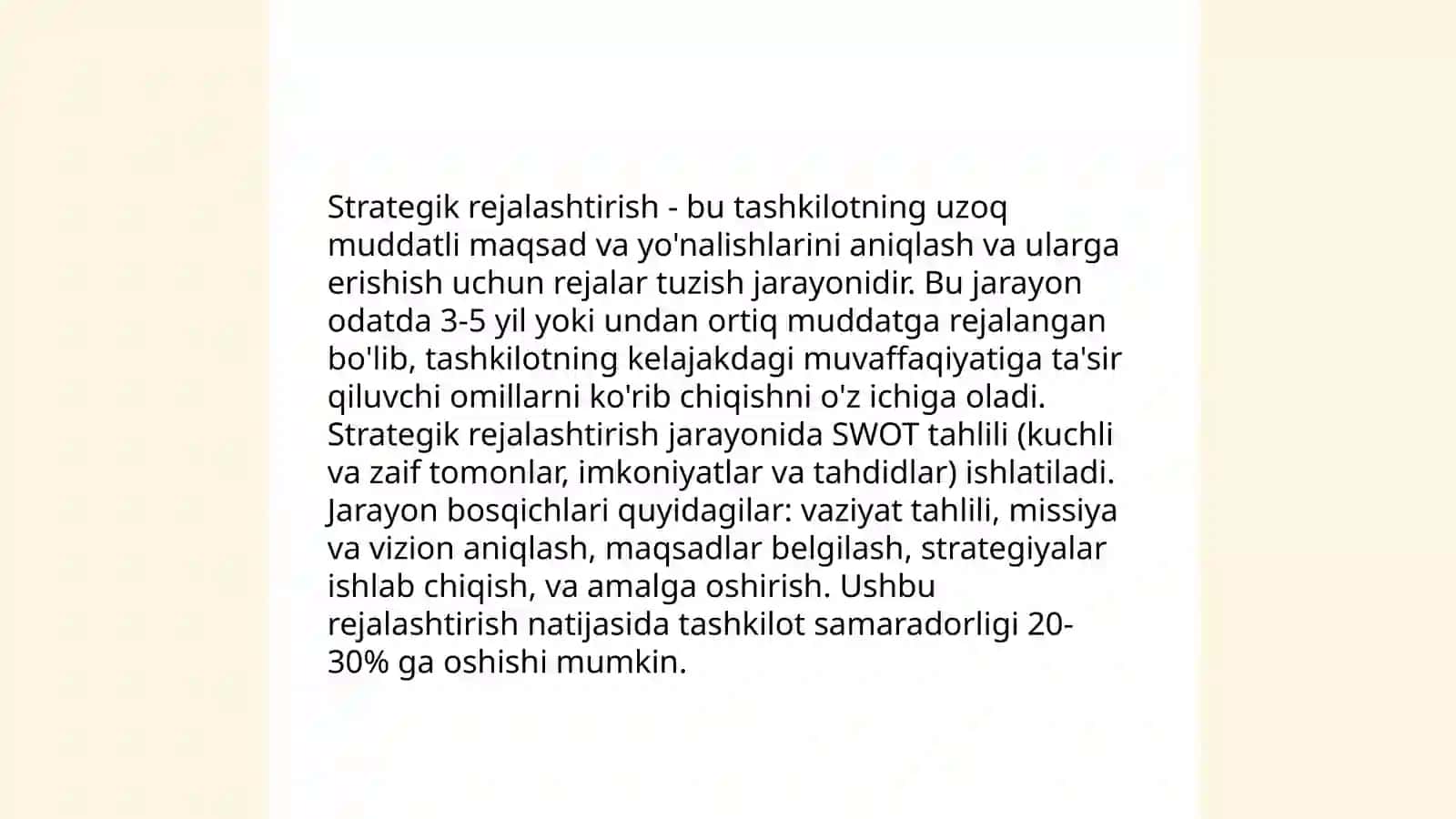 Biznesni boshqarish va rejalashtirish 4
