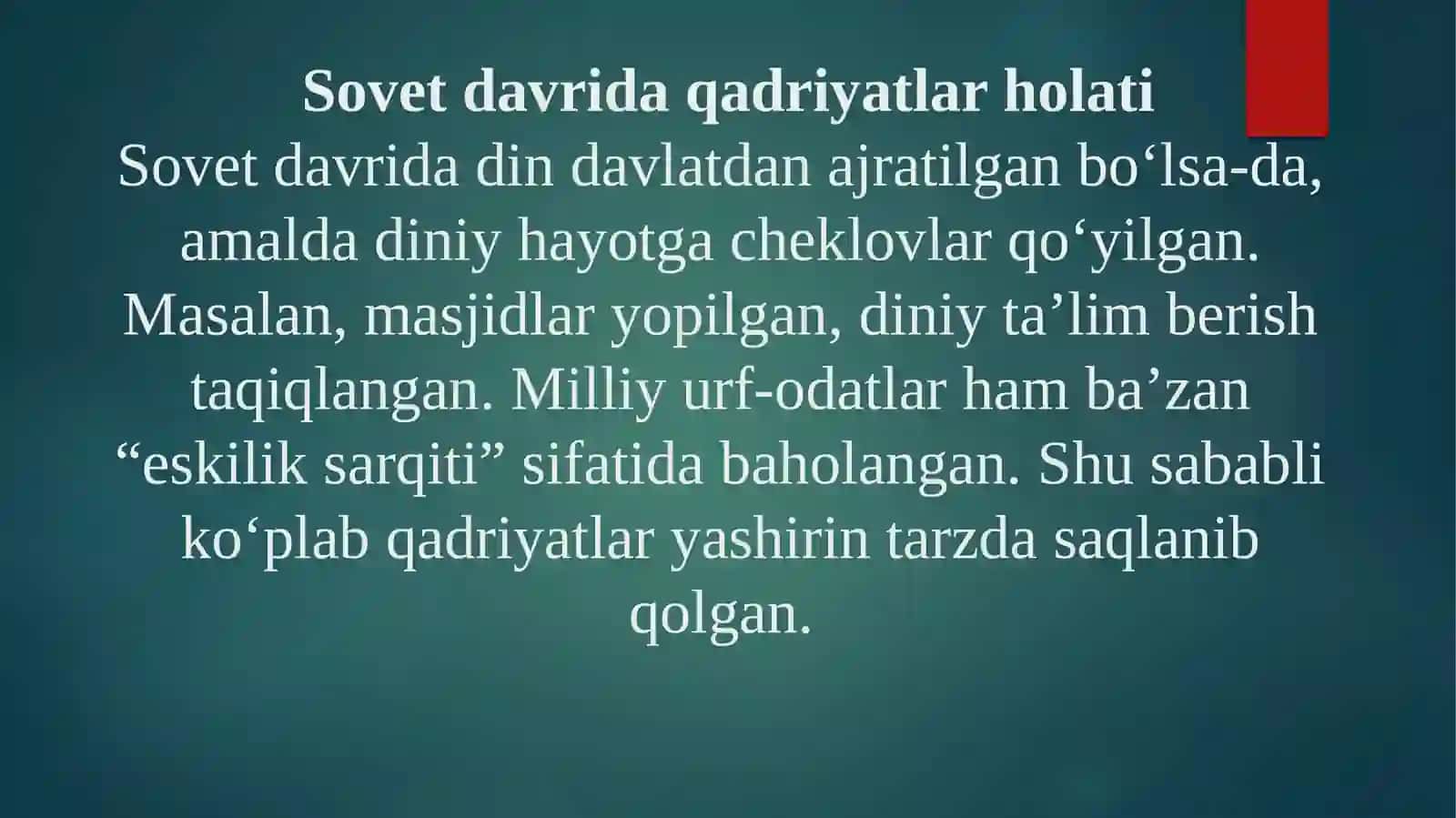 Milliy va diniy qadriyatlarning tiklanishi 4